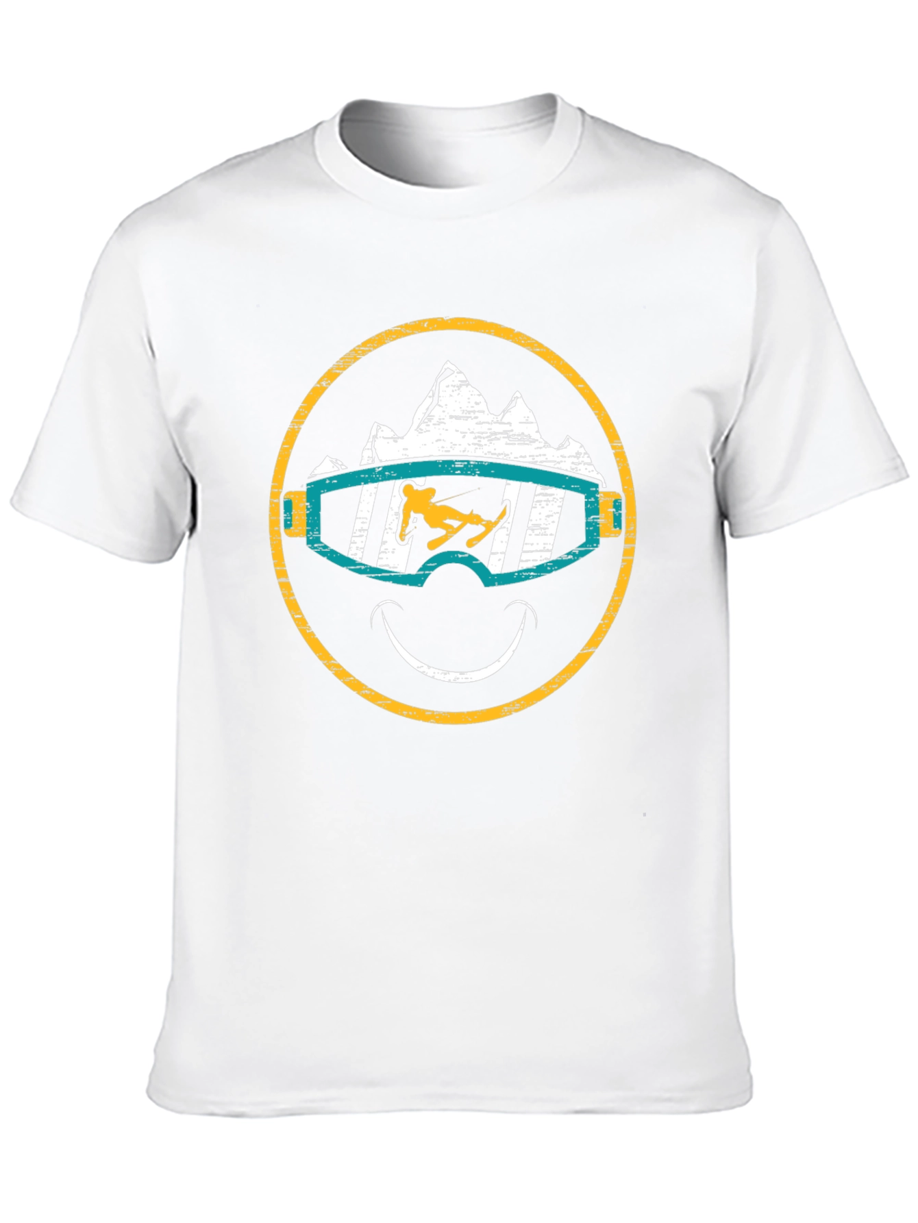 Skiing Smiley Face T-Shirt - Black Graphic Tee