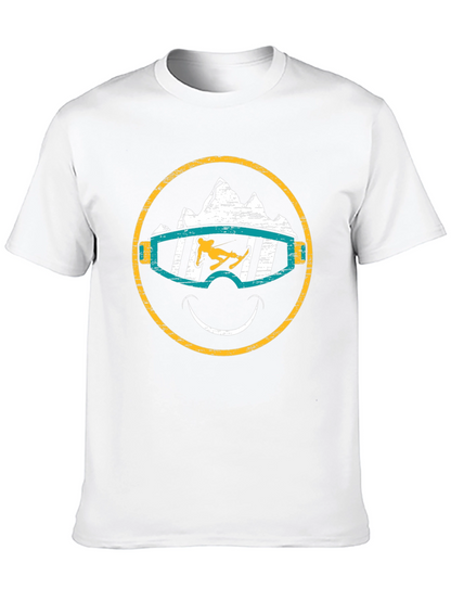 Skiing Smiley Face T-Shirt - Black Graphic Tee