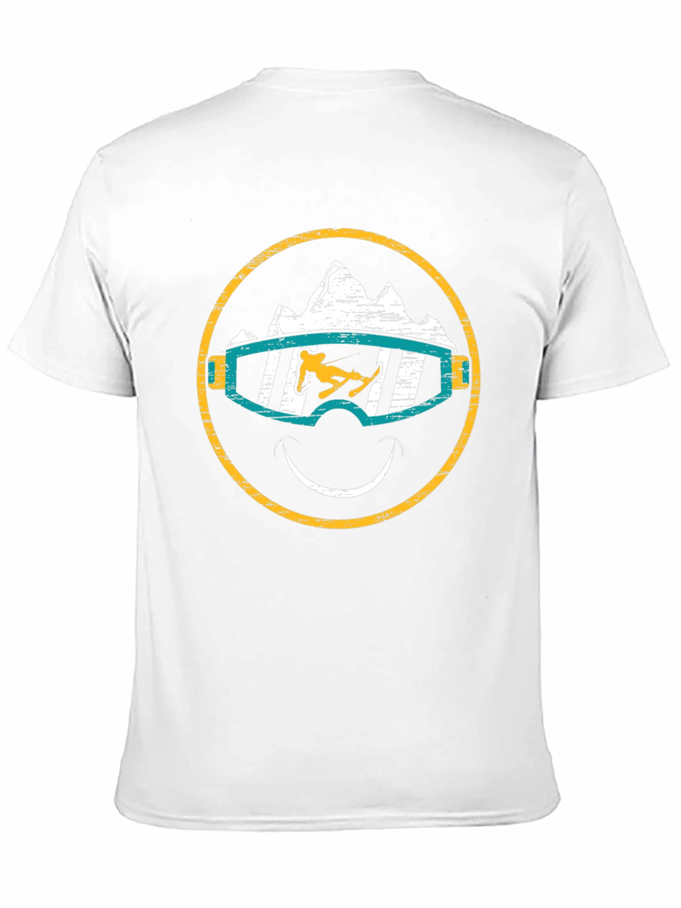 Skiing Smiley Face T-Shirt - Black Graphic Tee