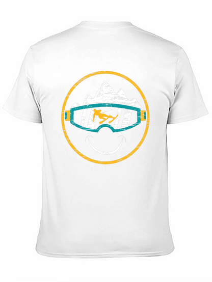 Skiing Smiley Face T-Shirt - Black Graphic Tee
