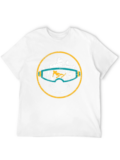 Skiing Smiley Face T-Shirt - Black Graphic Tee