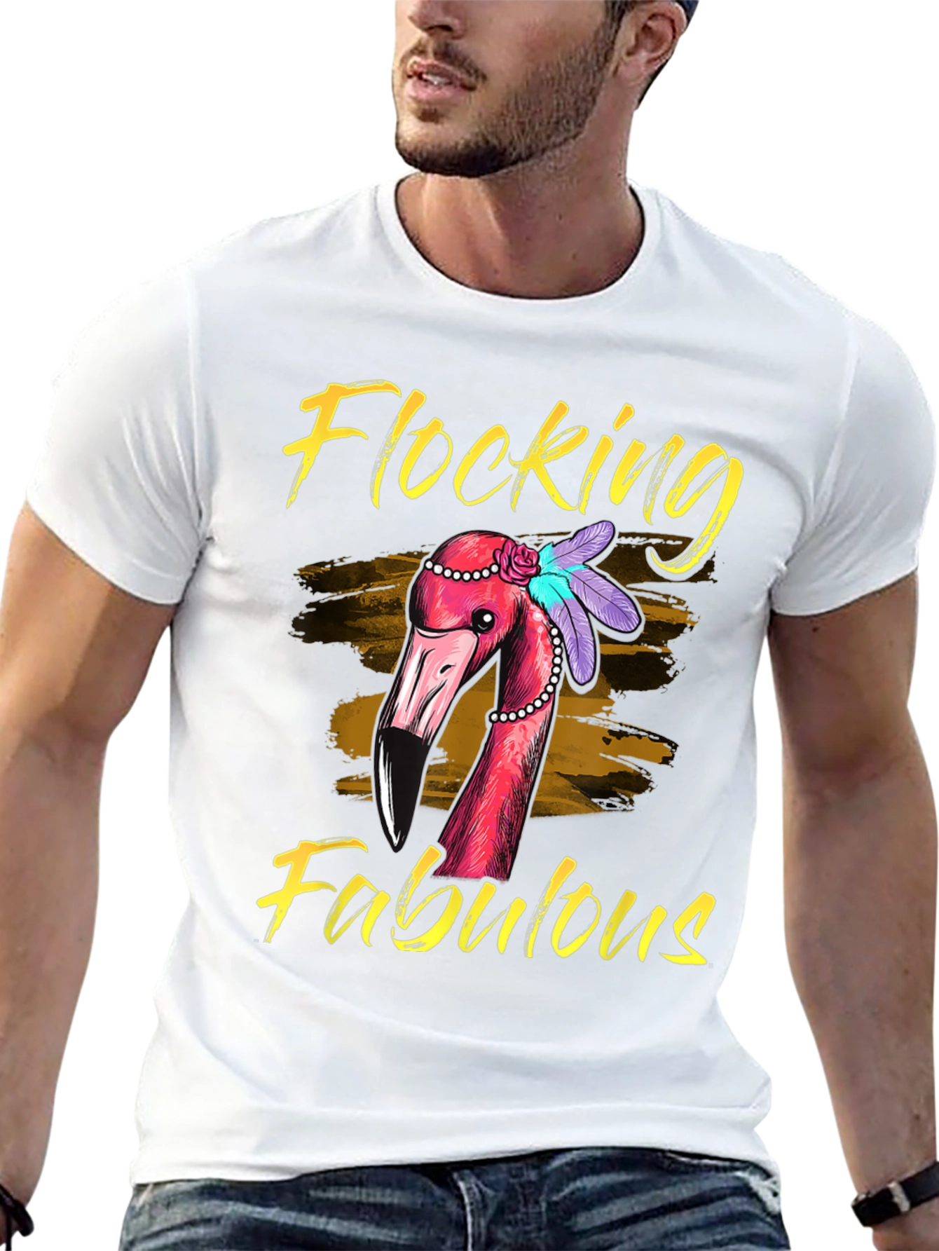 Flocking Fabulous Flamingo Graphic T-Shirt