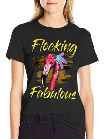 Flocking Fabulous Flamingo Graphic T-Shirt