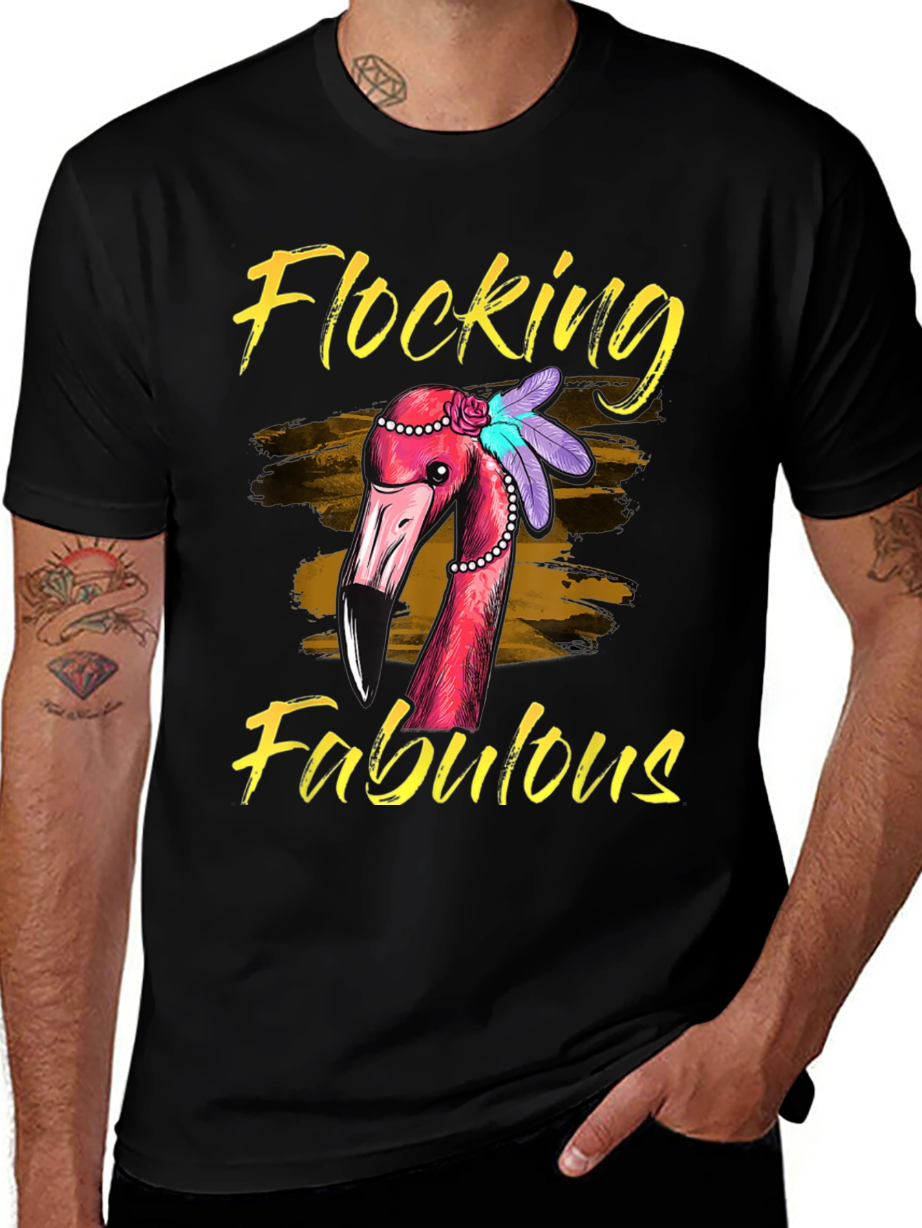 Flocking Fabulous Flamingo Graphic T-Shirt