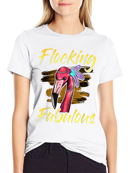 Flocking Fabulous Flamingo Graphic T-Shirt