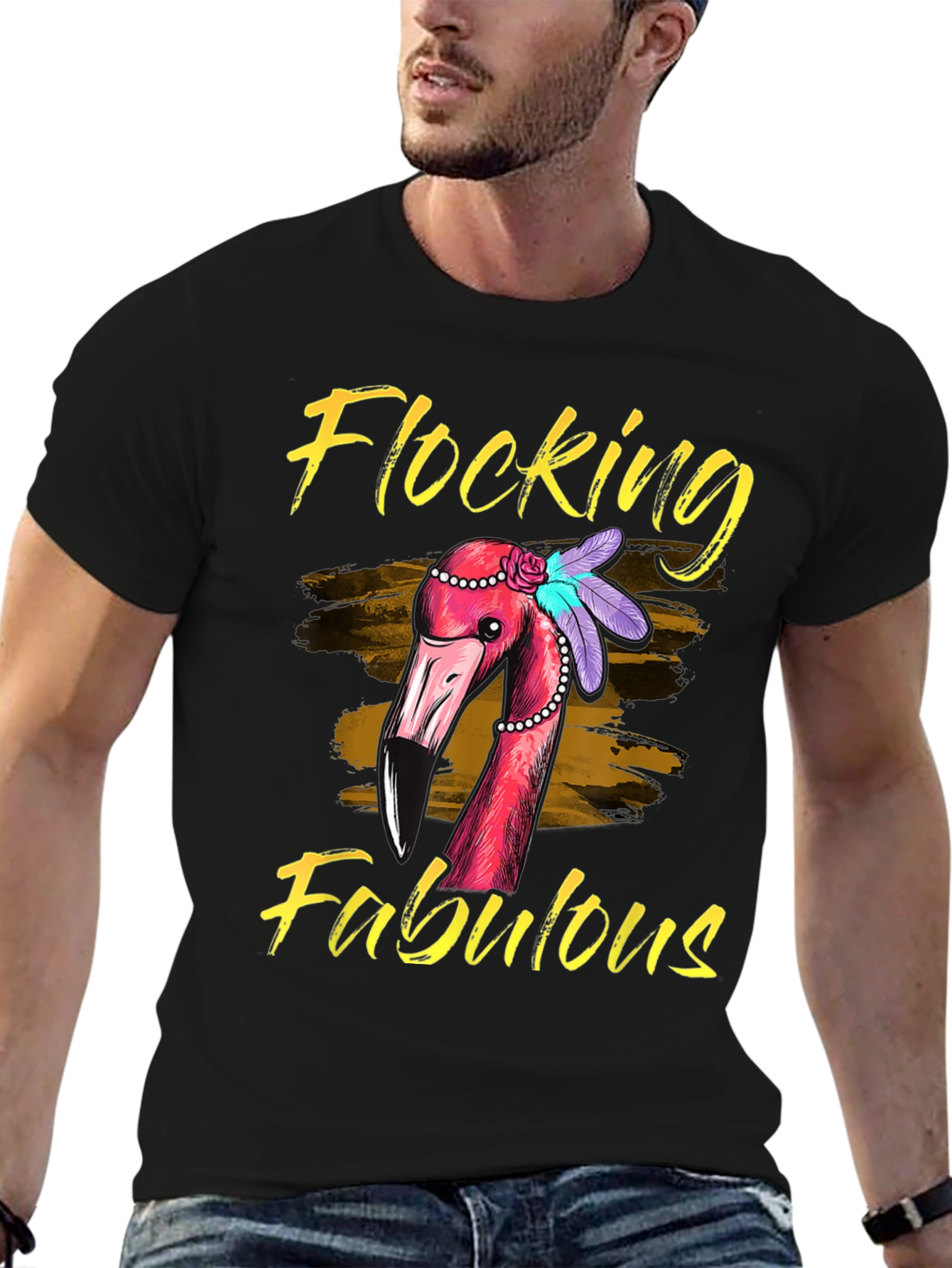 Flocking Fabulous Flamingo Graphic T-Shirt