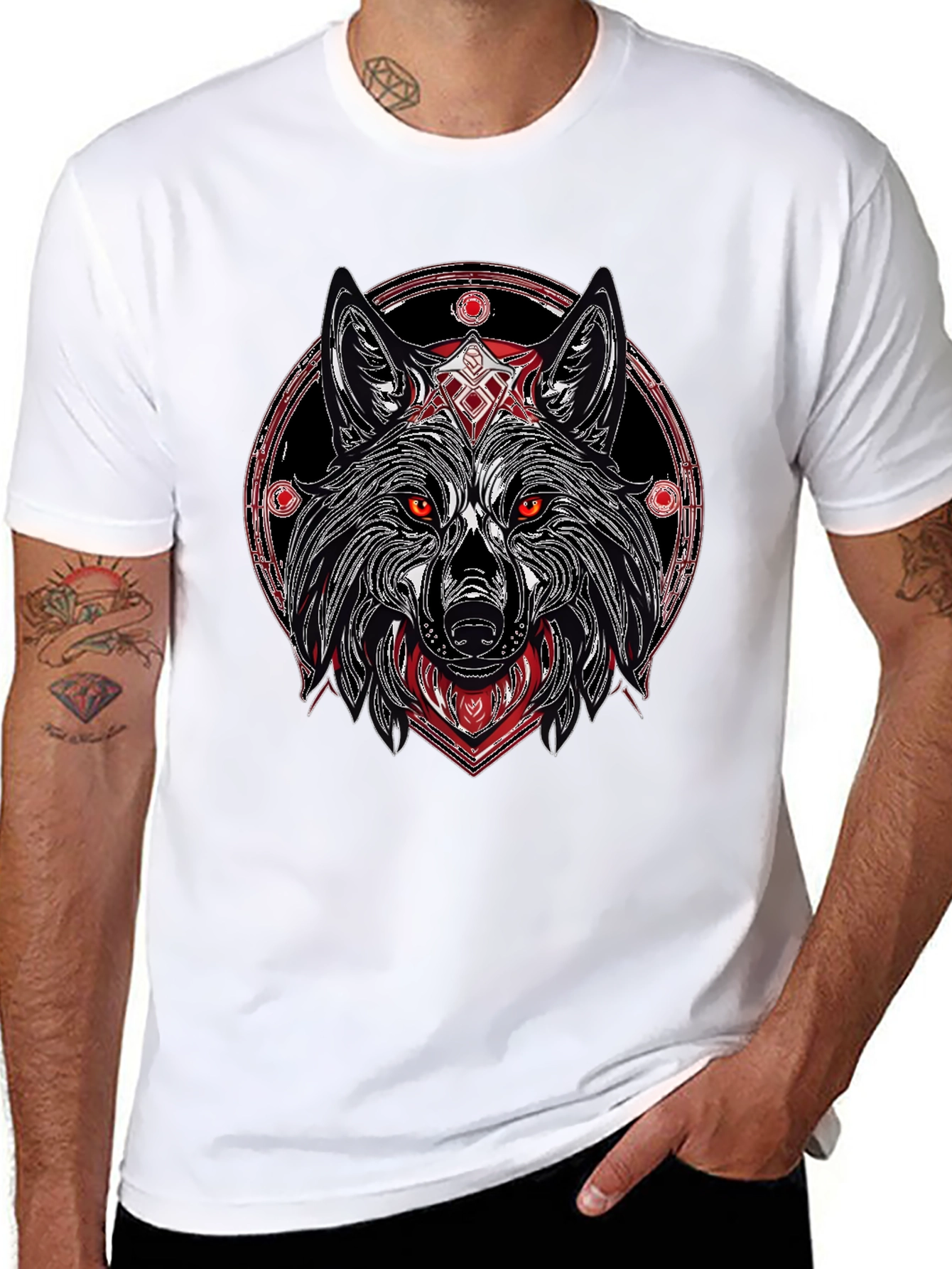 Wolf Graphic Tee - Black Stylish Print