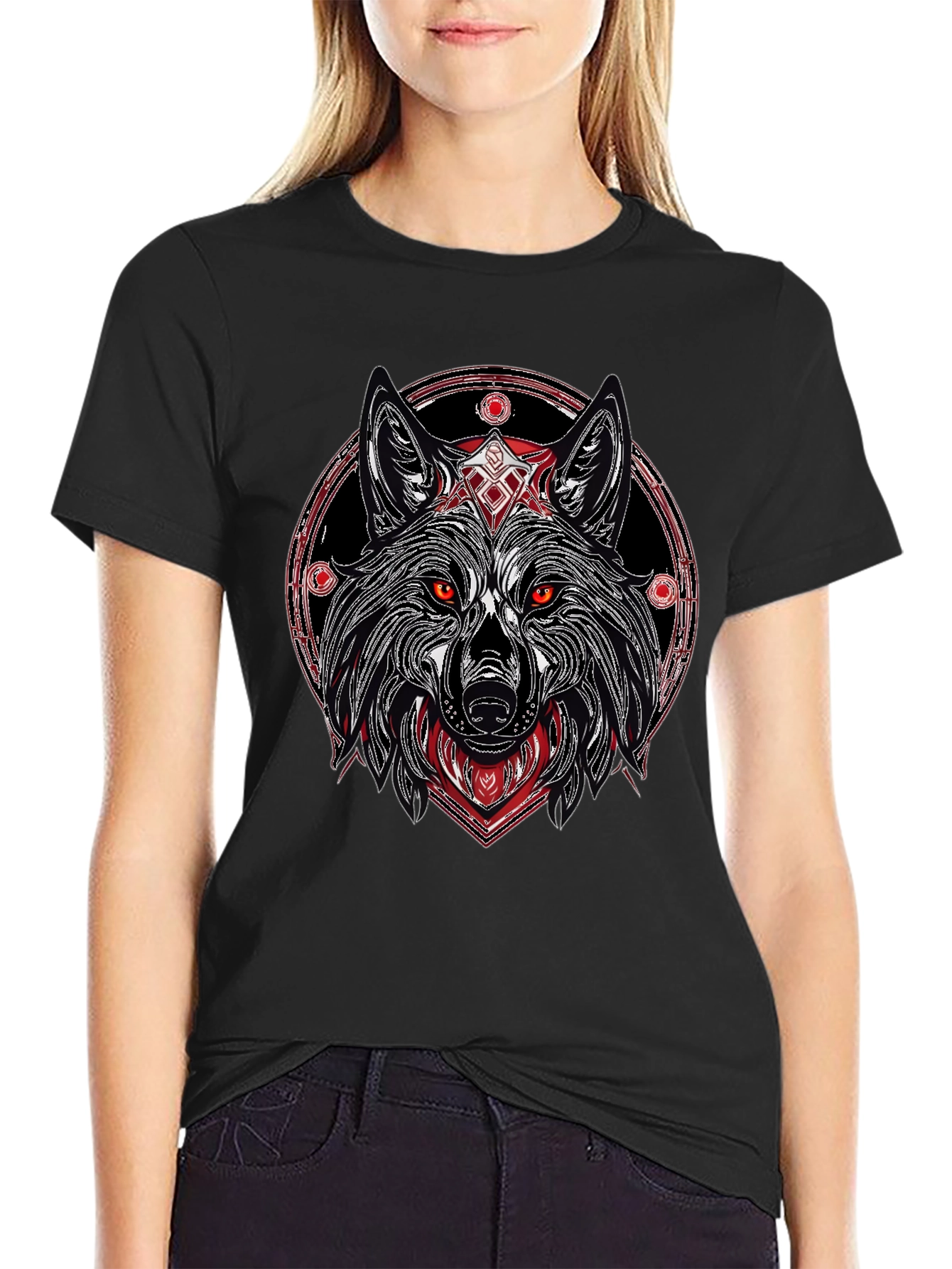 Wolf Graphic Tee - Black Stylish Print