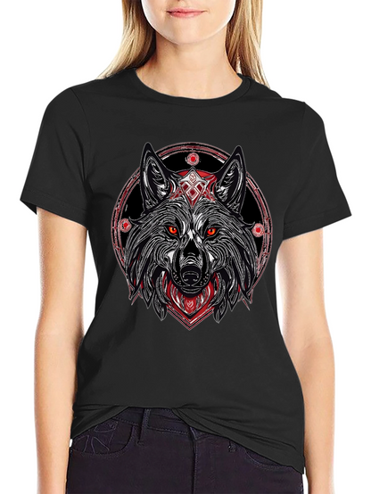 Wolf Graphic Tee - Black Stylish Print