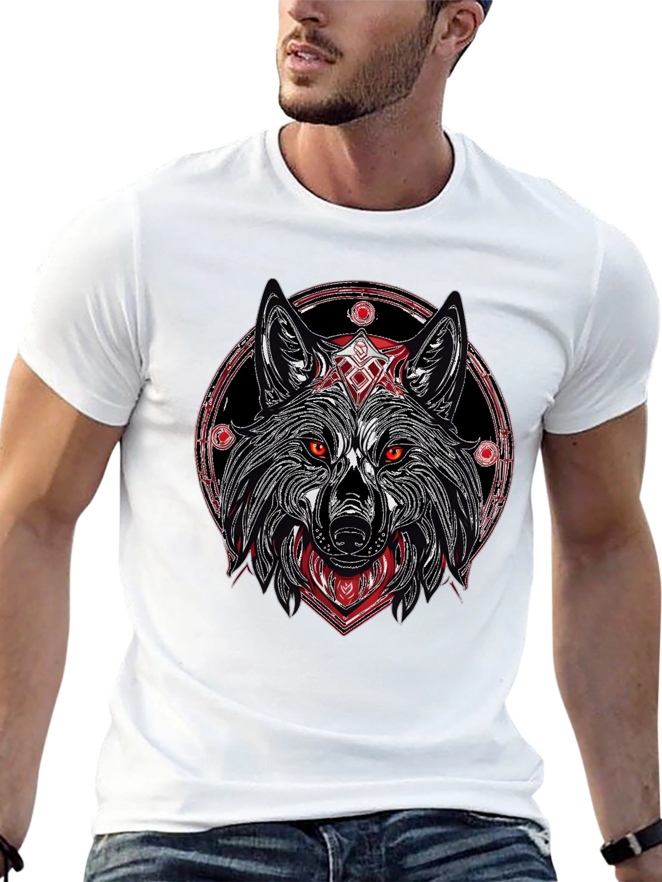Wolf Graphic Tee - Black Stylish Print