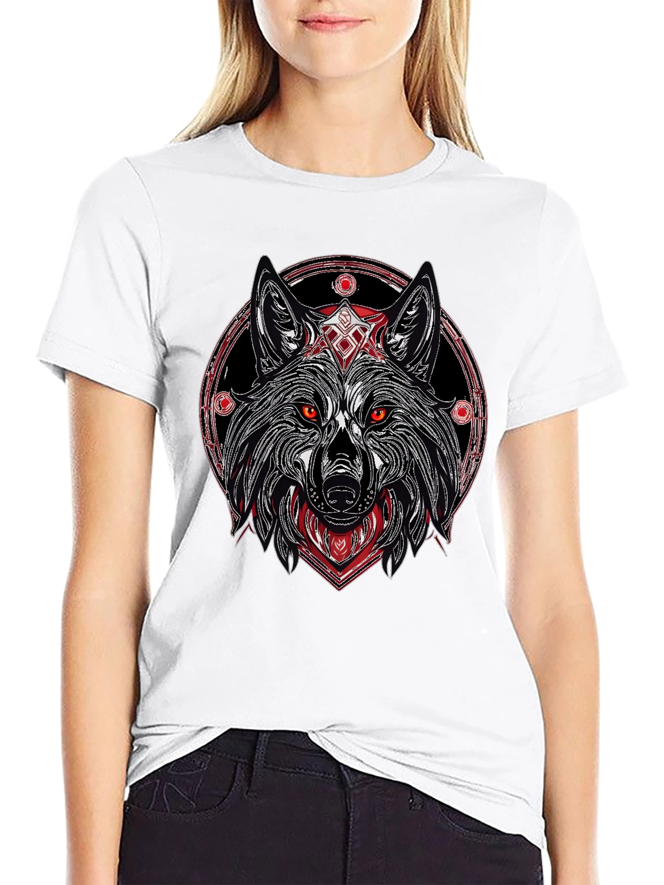 Wolf Graphic Tee - Black Stylish Print