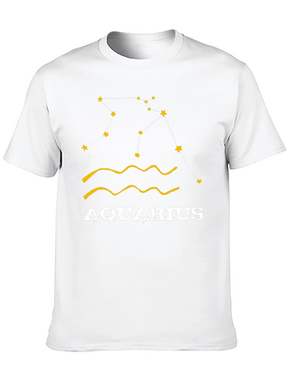 Aquarius Zodiac T-Shirt - Black Cotton Astrology Tee