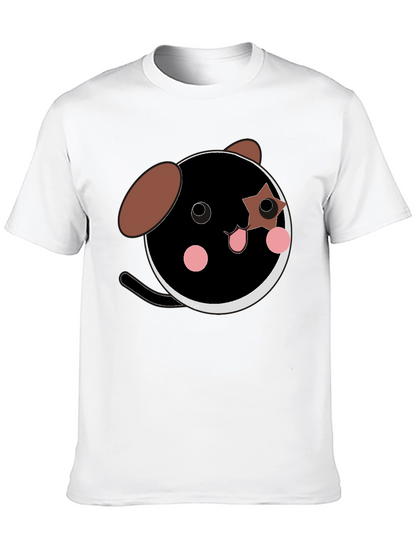 Cute Cartoon Dog Graphic Black T-Shirt
