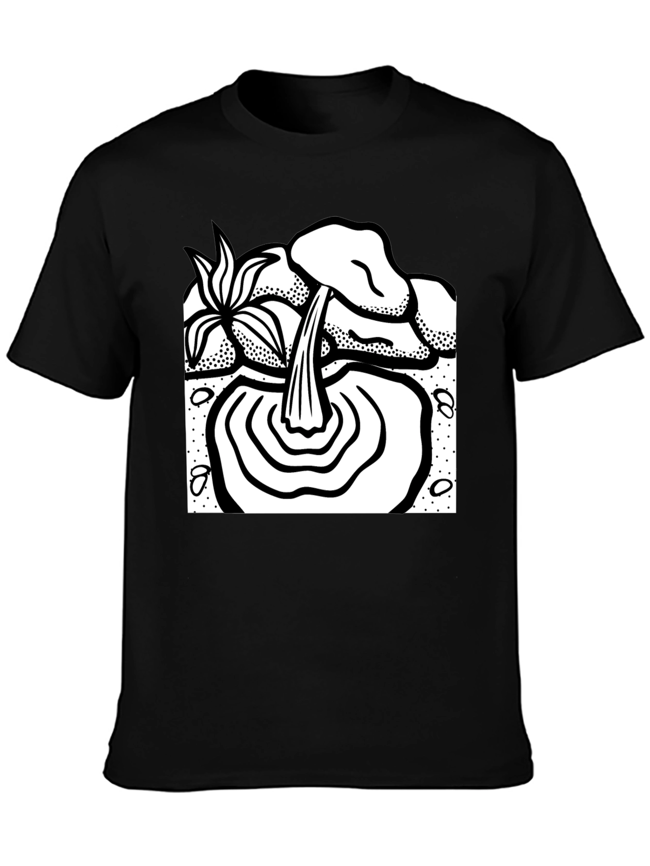 Black T-Shirt with Waterfall Graphic