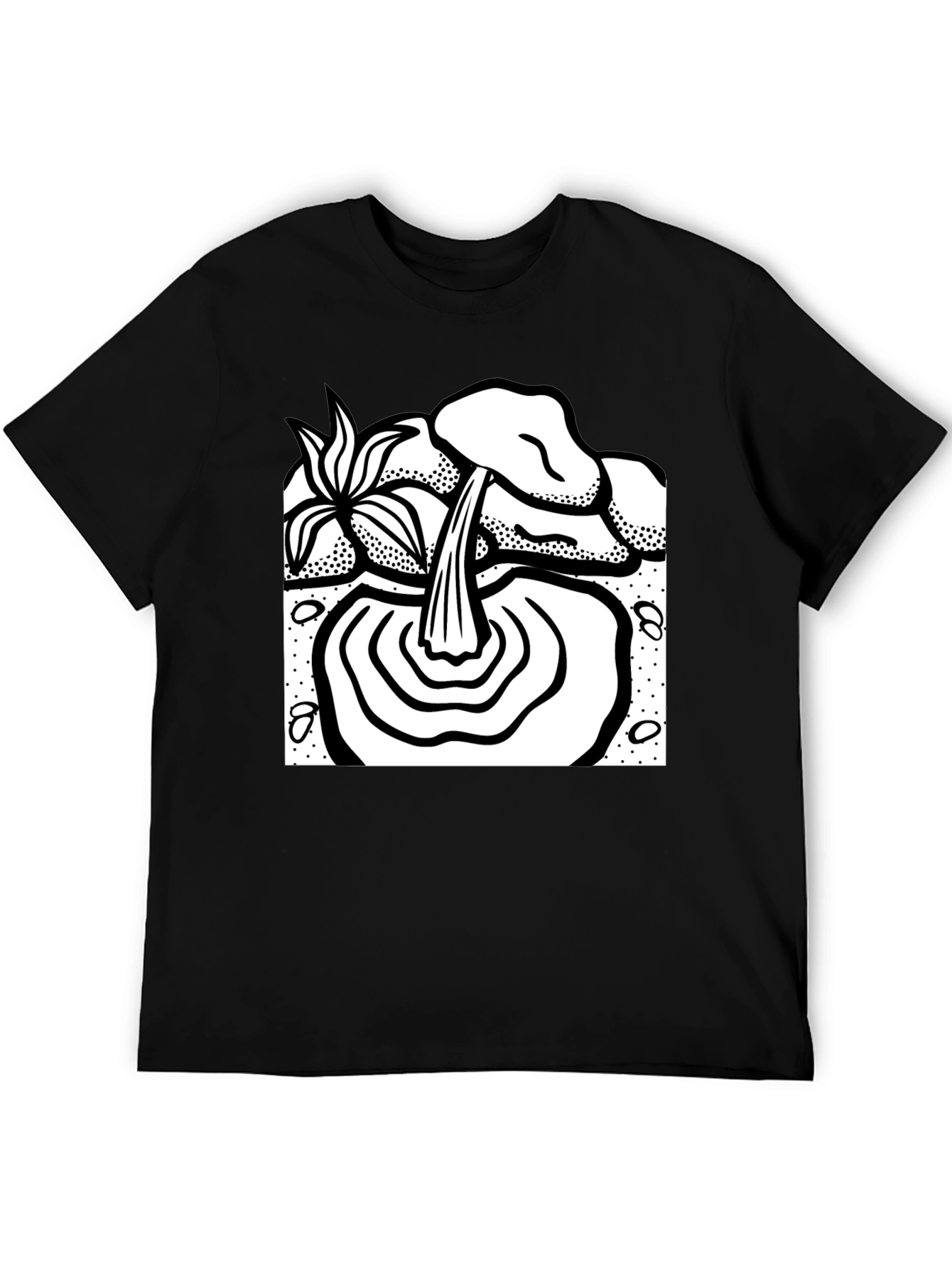 Black T-Shirt with Waterfall Graphic