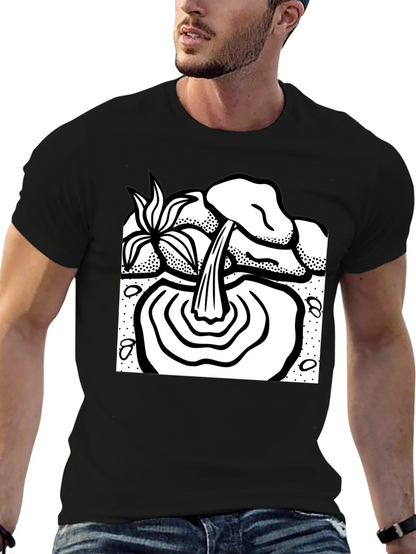 Black T-Shirt with Waterfall Graphic