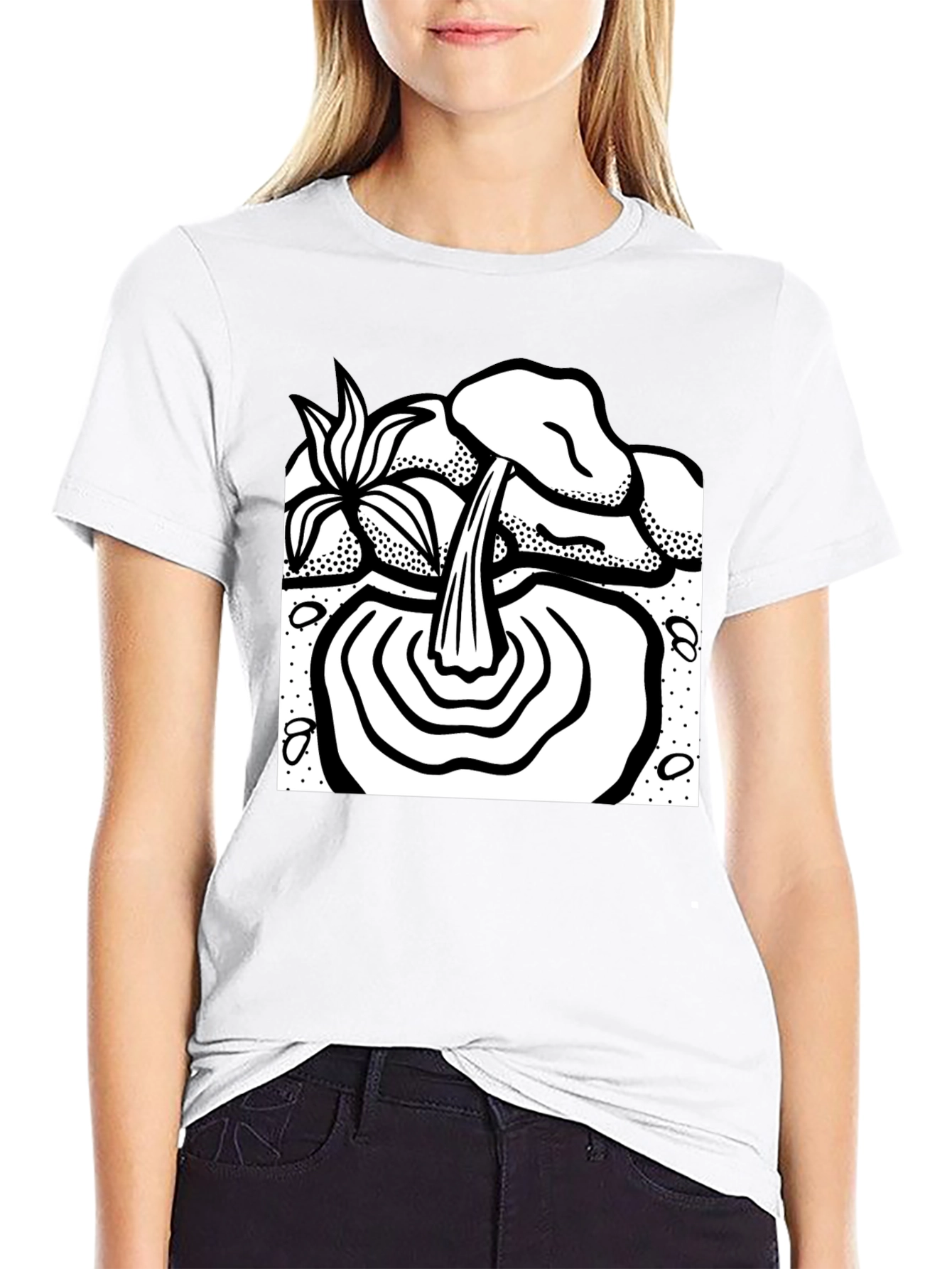 Black T-Shirt with Waterfall Graphic
