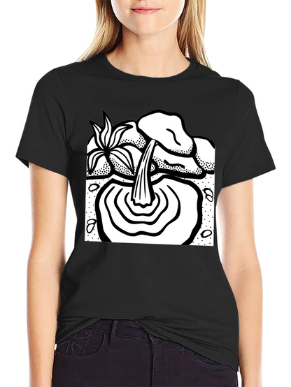Black T-Shirt with Waterfall Graphic