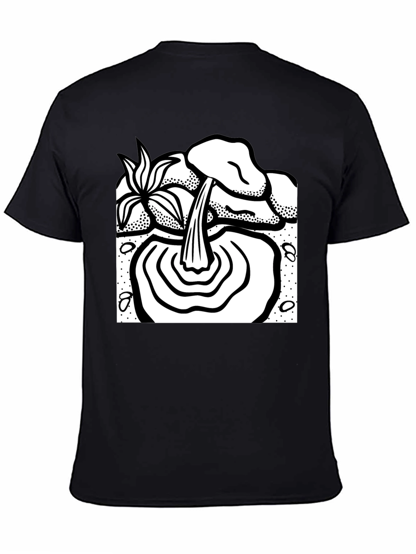 Black T-Shirt with Waterfall Graphic