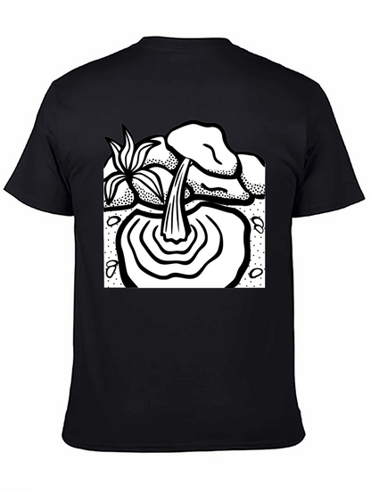 Black T-Shirt with Waterfall Graphic