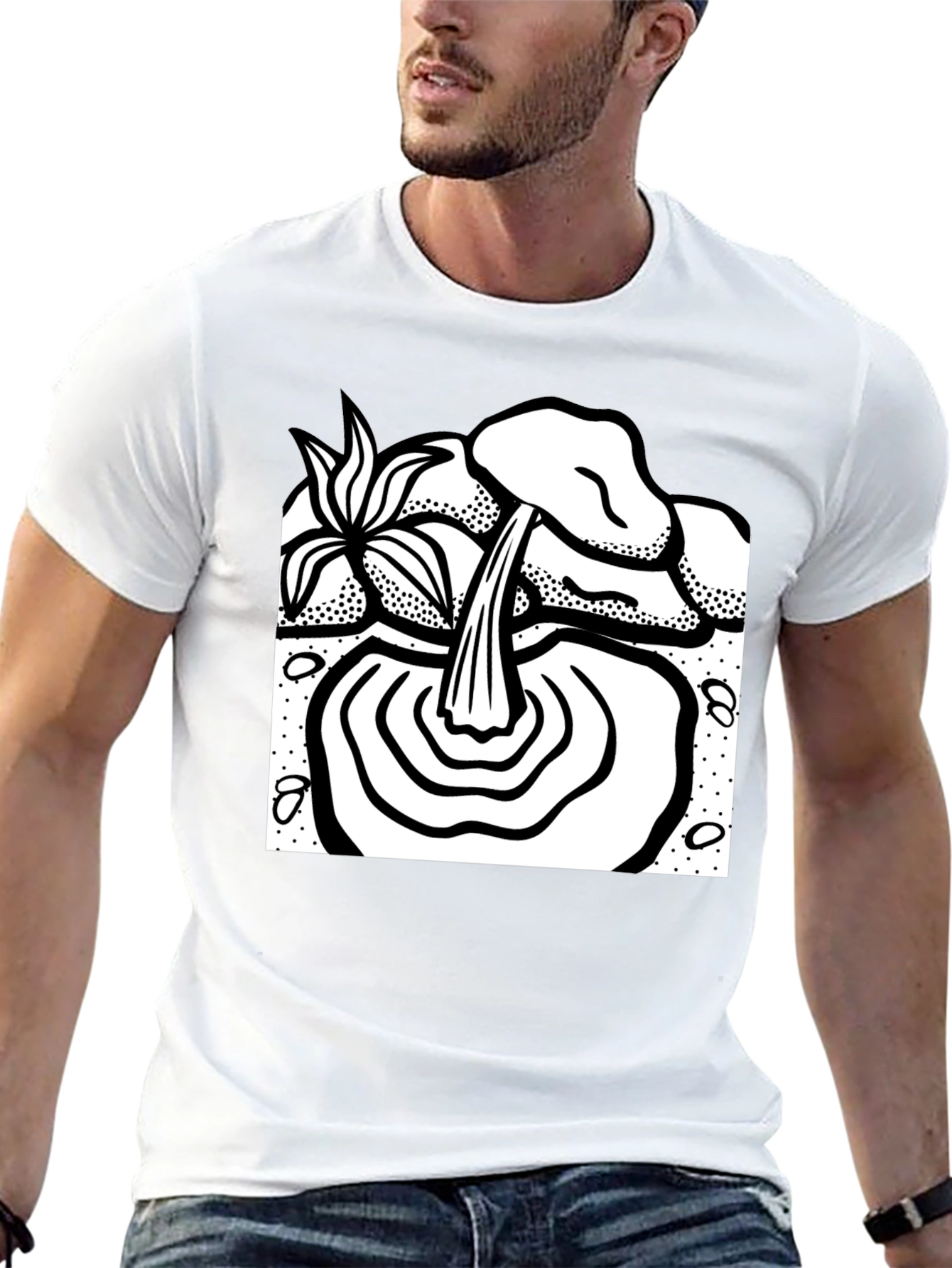 Black T-Shirt with Waterfall Graphic