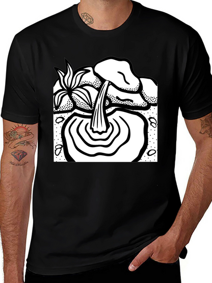 Black T-Shirt with Waterfall Graphic