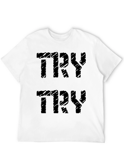 TRY Graphic Print Black Cotton Tee