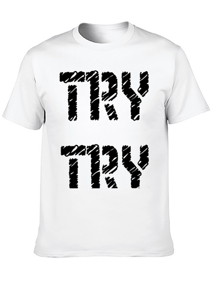 TRY Graphic Print Black Cotton Tee