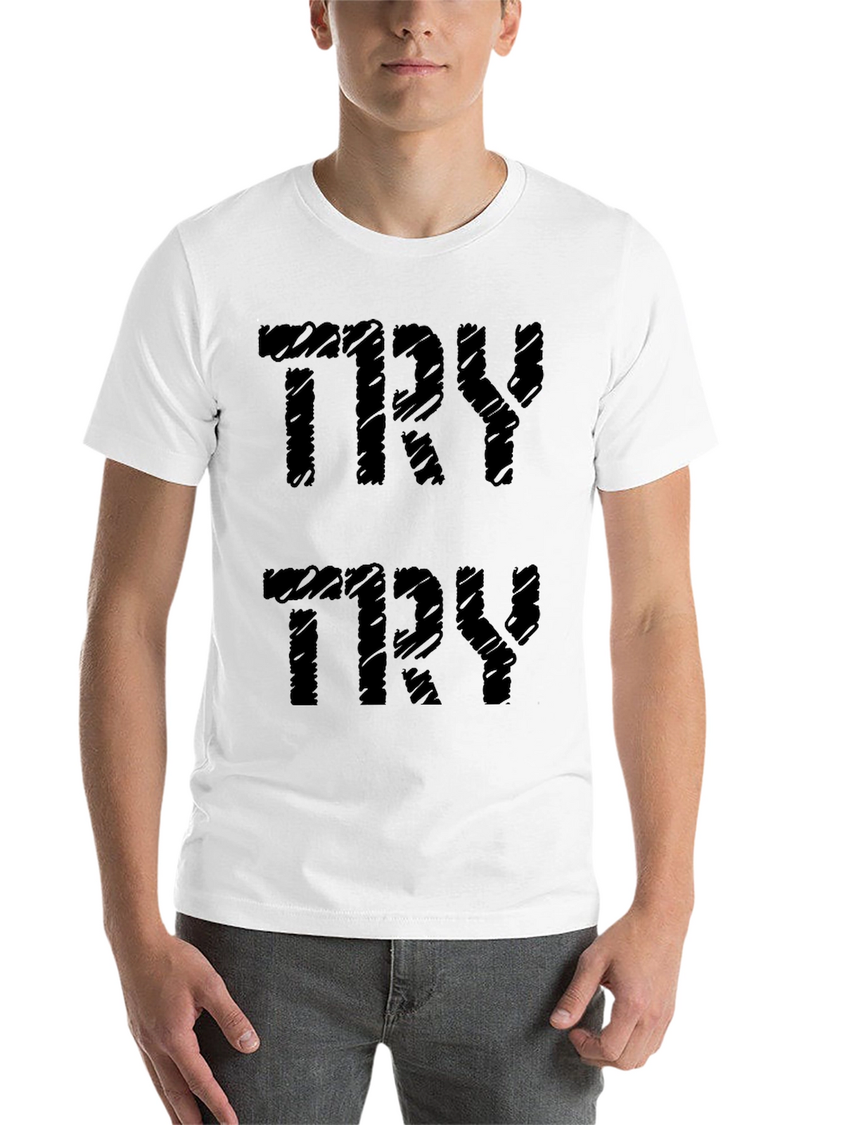TRY Graphic Print Black Cotton Tee