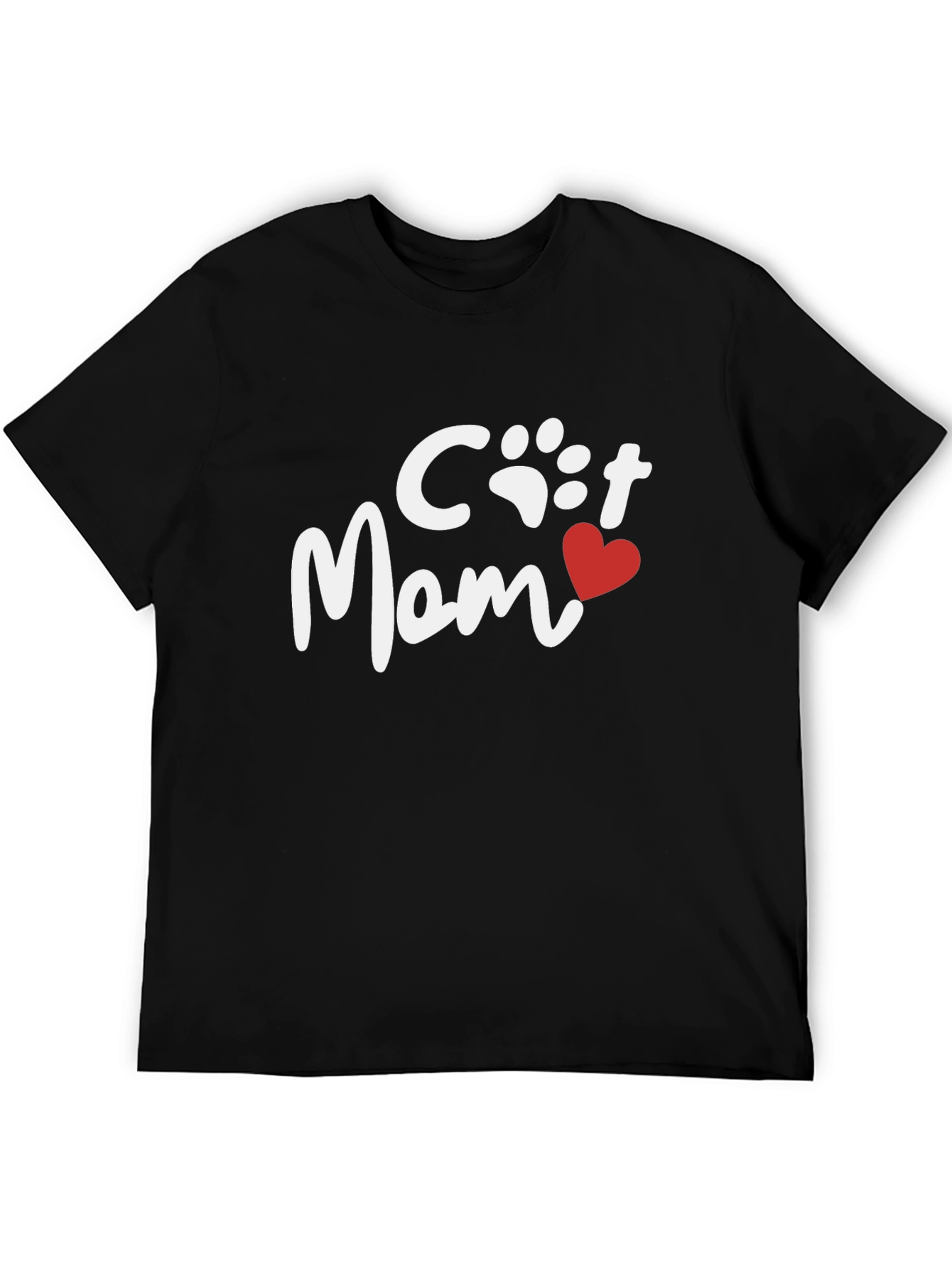 Cat Mom Tee - Heart Paw Print Graphic Shirt
