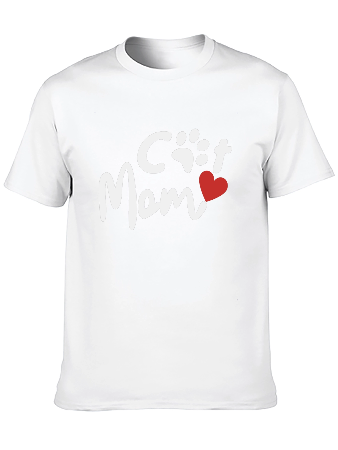Cat Mom Tee - Heart Paw Print Graphic Shirt