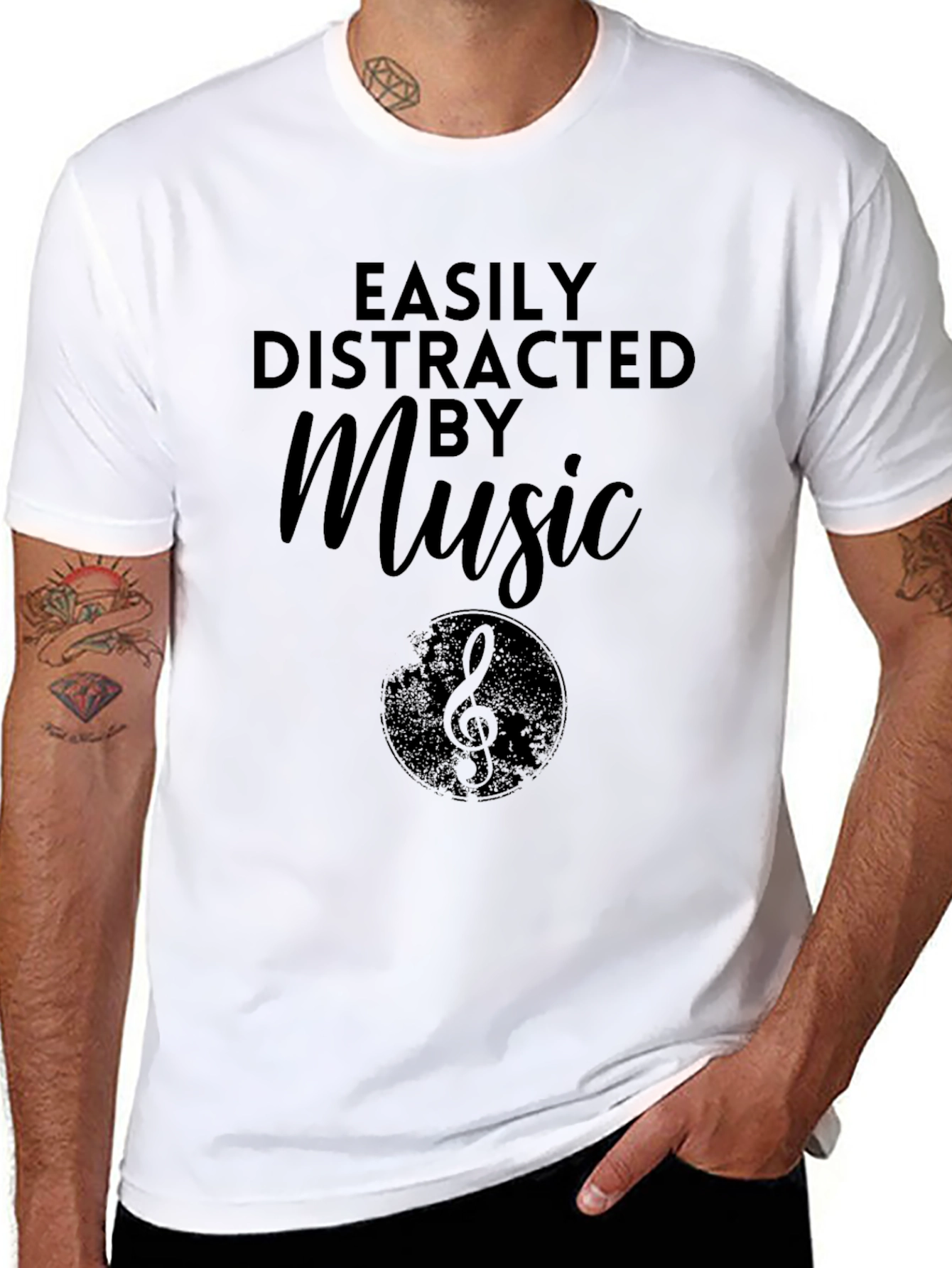 Easily Distracted By Music Graphic Tee - Black
