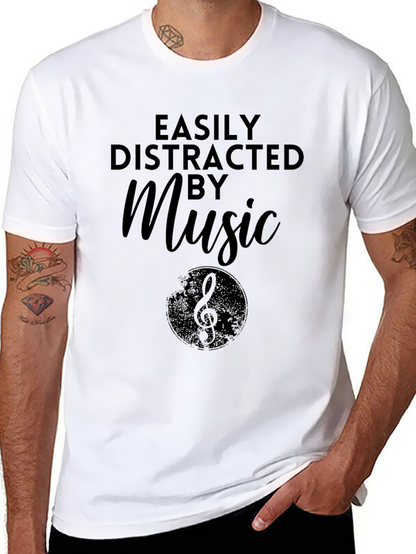 Easily Distracted By Music Graphic Tee - Black