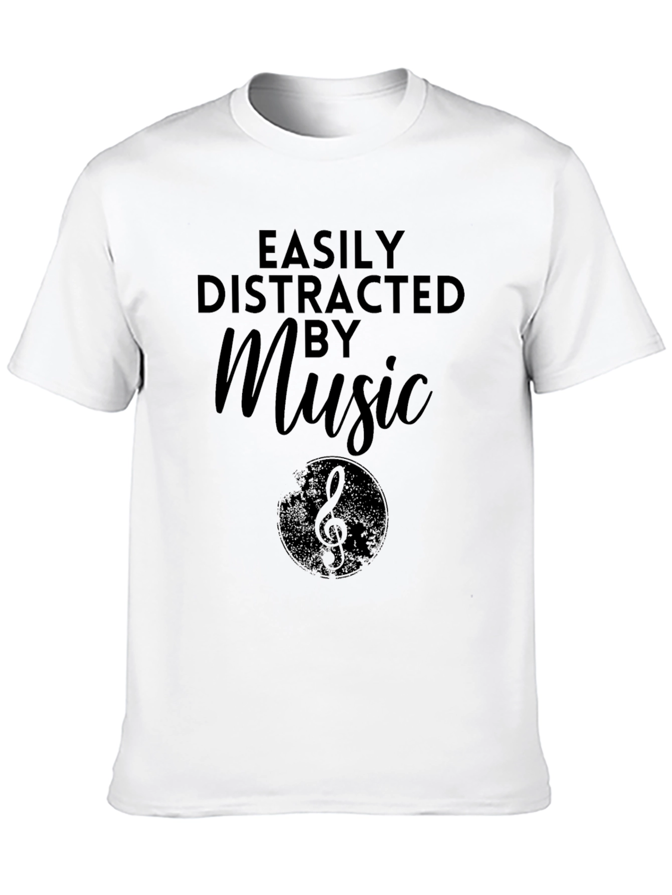 Easily Distracted By Music Graphic Tee - Black