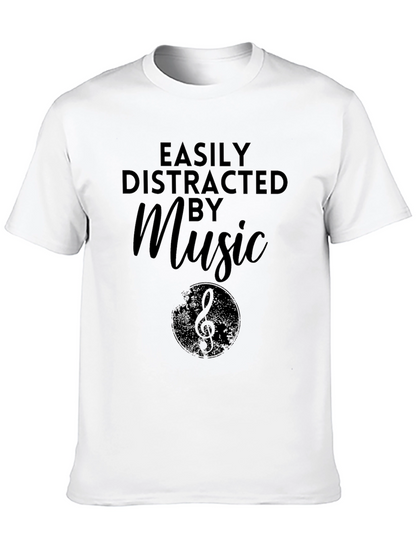 Easily Distracted By Music Graphic Tee - Black
