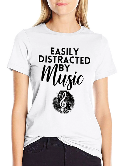Easily Distracted By Music Graphic Tee - Black
