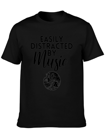 Easily Distracted By Music Graphic Tee - Black
