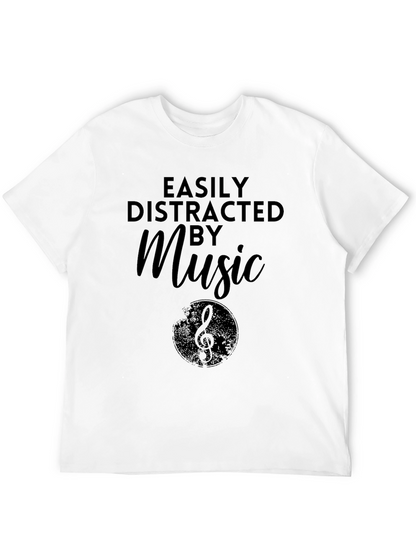 Easily Distracted By Music Graphic Tee - Black