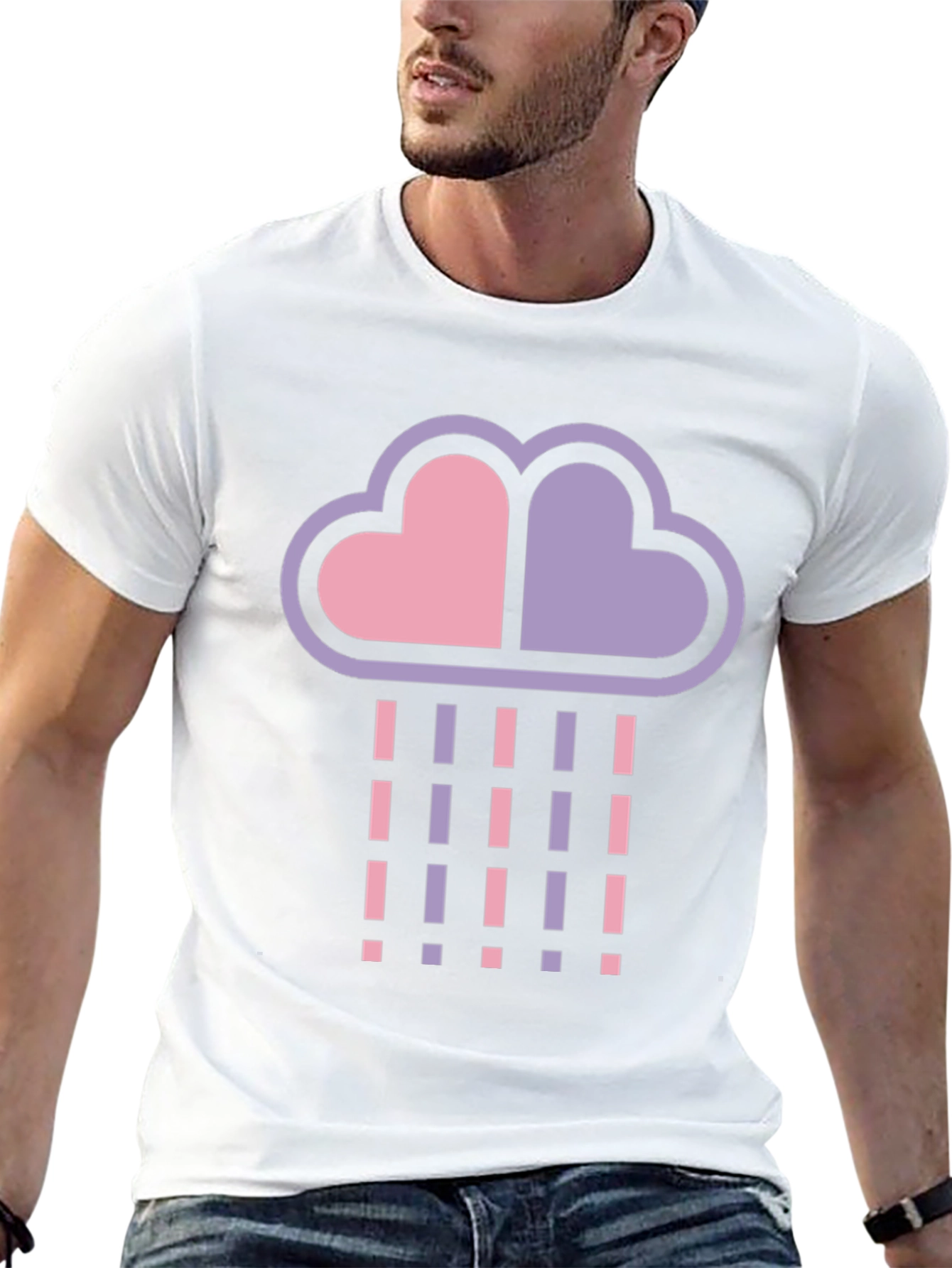 Heart Cloud Rain T-Shirt - Black Cotton Blend