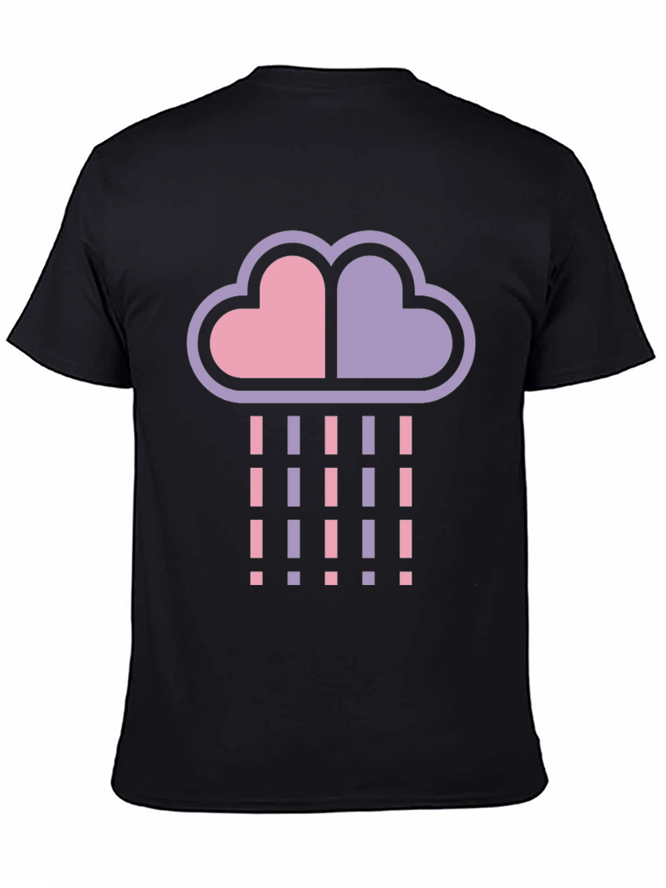 Heart Cloud Rain T-Shirt - Black Cotton Blend