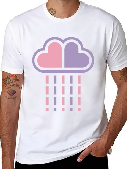 Heart Cloud Rain T-Shirt - Black Cotton Blend
