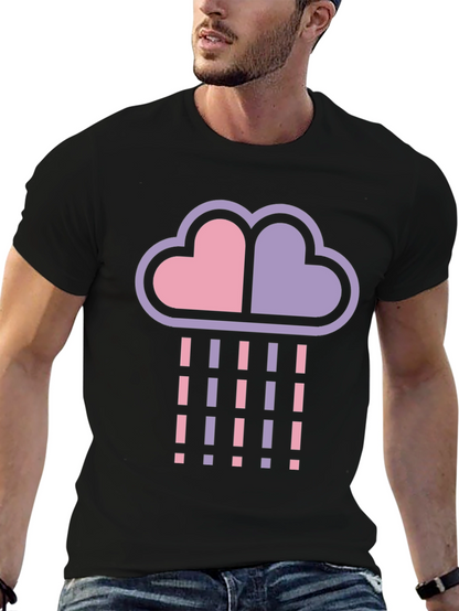 Heart Cloud Rain T-Shirt - Black Cotton Blend