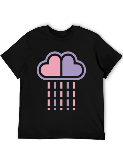 Heart Cloud Rain T-Shirt - Black Cotton Blend
