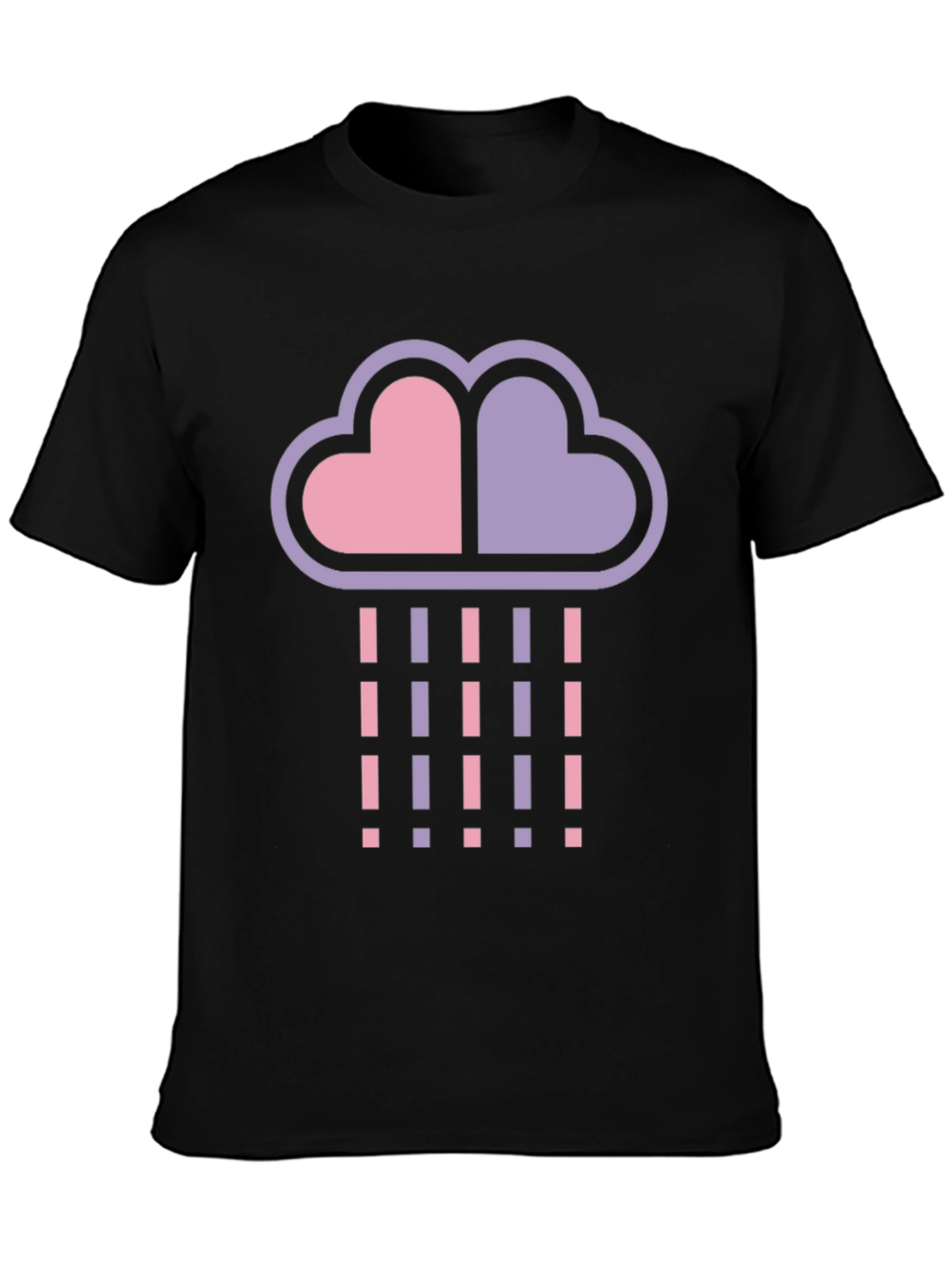 Heart Cloud Rain T-Shirt - Black Cotton Blend