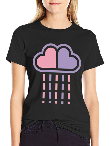 Heart Cloud Rain T-Shirt - Black Cotton Blend