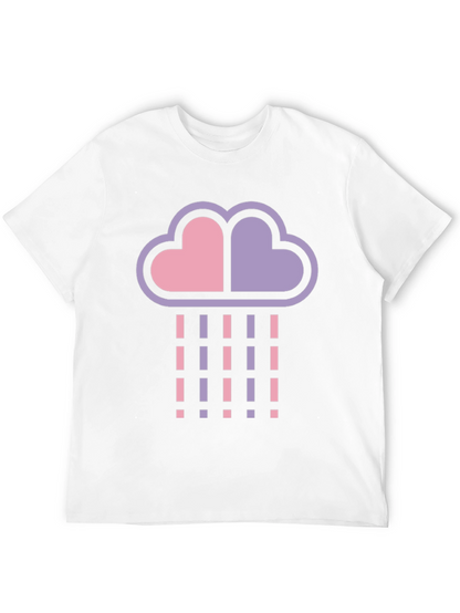 Heart Cloud Rain T-Shirt - Black Cotton Blend