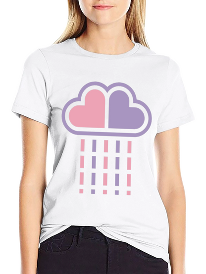 Heart Cloud Rain T-Shirt - Black Cotton Blend