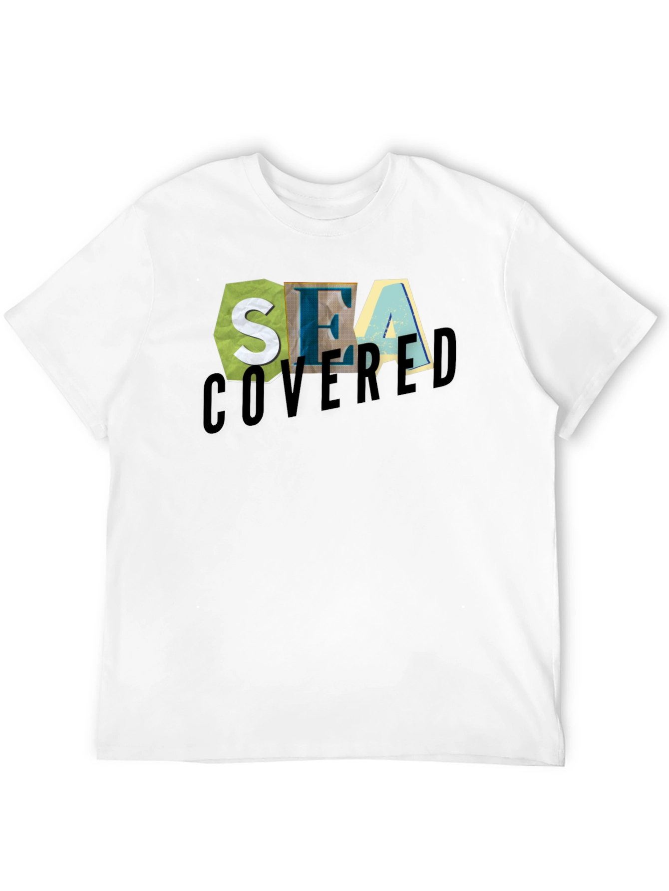Sea Covered Graphic Print Black T-Shirt