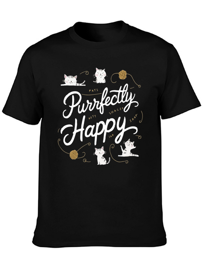 Purrfectly Happy Cat Graphic T-Shirt - Unisex