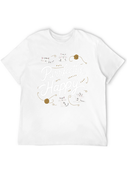 Purrfectly Happy Cat Graphic T-Shirt - Unisex